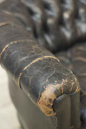 c.1900 buttoned leather chesterfield sofa