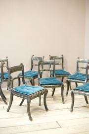 Set of 8 Georgian regency period dining chairs with painted decoration - TallBoy Interiors