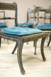 Set of 8 Georgian regency period dining chairs with painted decoration - TallBoy Interiors