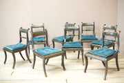 Set of 8 Georgian regency period dining chairs with painted decoration - TallBoy Interiors
