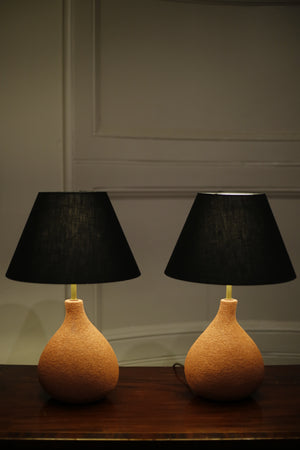 Pair of Studio pottery lamps- Coral Fig - TallBoy Interiors