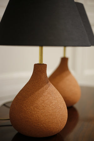 Pair of Studio pottery lamps- Coral Fig - TallBoy Interiors