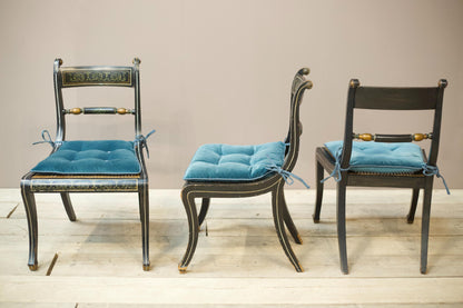 Set of 8 Georgian regency period dining chairs with painted decoration