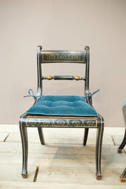 Set of 8 Georgian regency period dining chairs with painted decoration - TallBoy Interiors