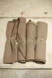 Set of 4 100% Linen napkins- Taupe