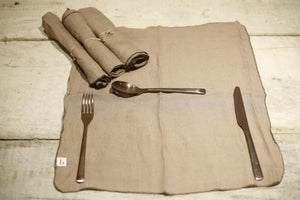 Set of 4 100% Linen napkins- Taupe