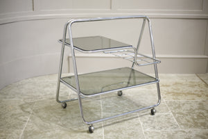1970's Chrome and smoked glass drinks trolley - TallBoy Interiors