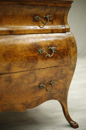 Antique c.1920 Italian burr walnut chest of drawers