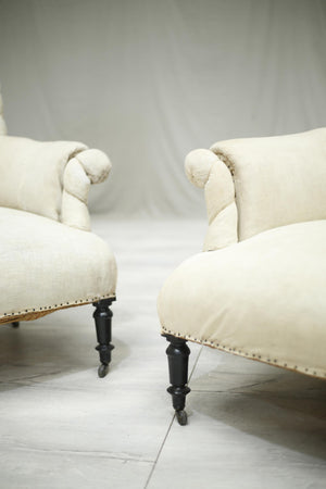 Pair of Napoleon III pie crust armchairs
