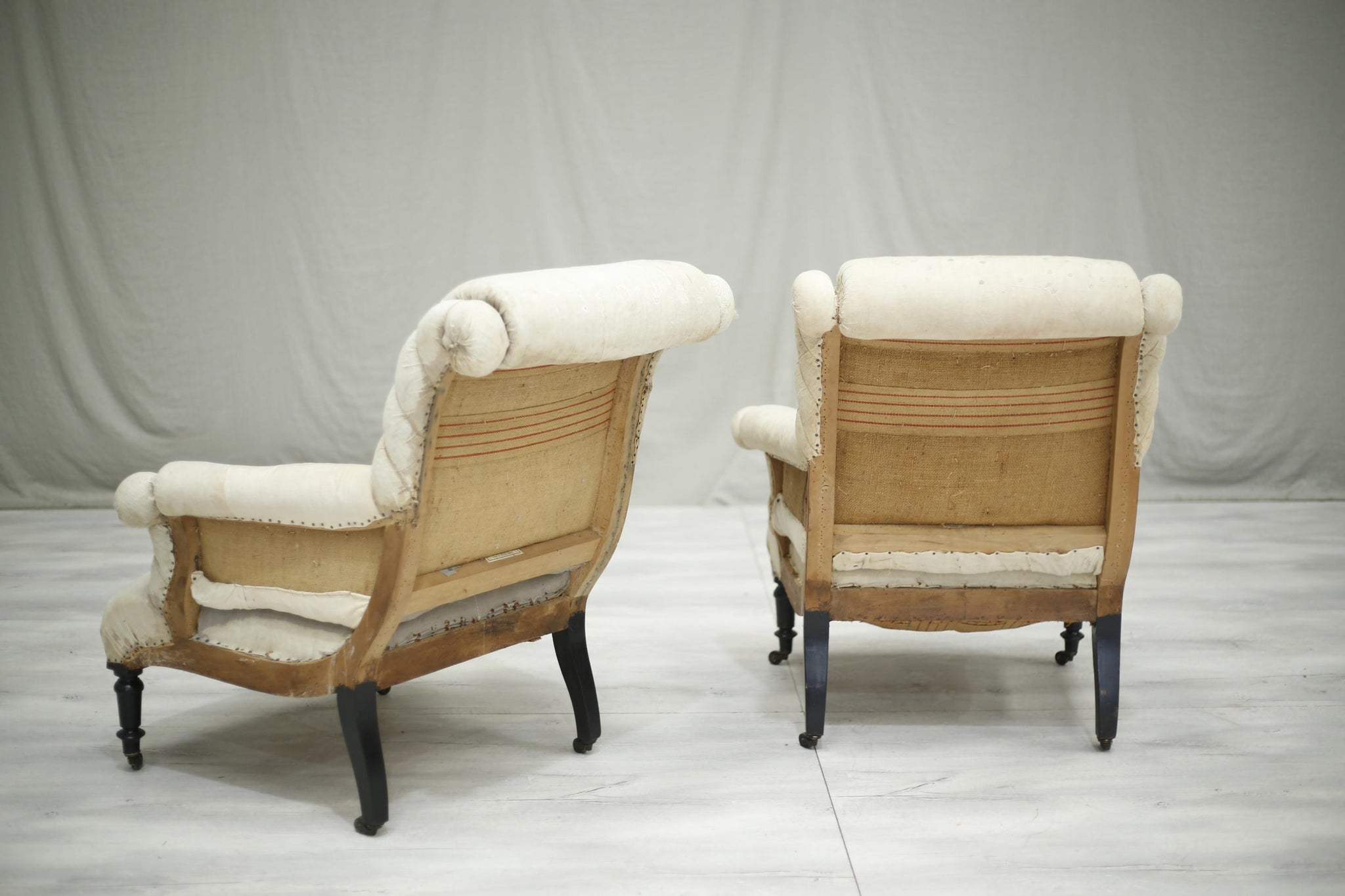 Pair of Napoleon III pie crust armchairs