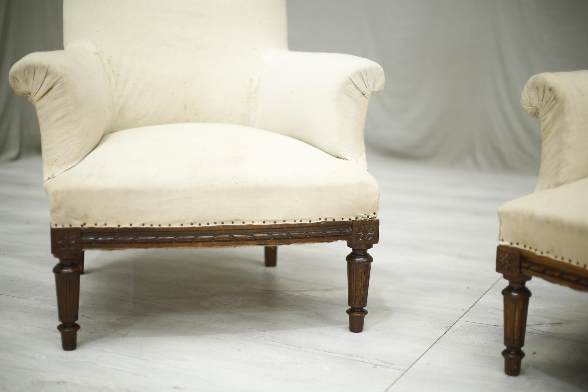Pair of 19th century French armchairs with carved frames