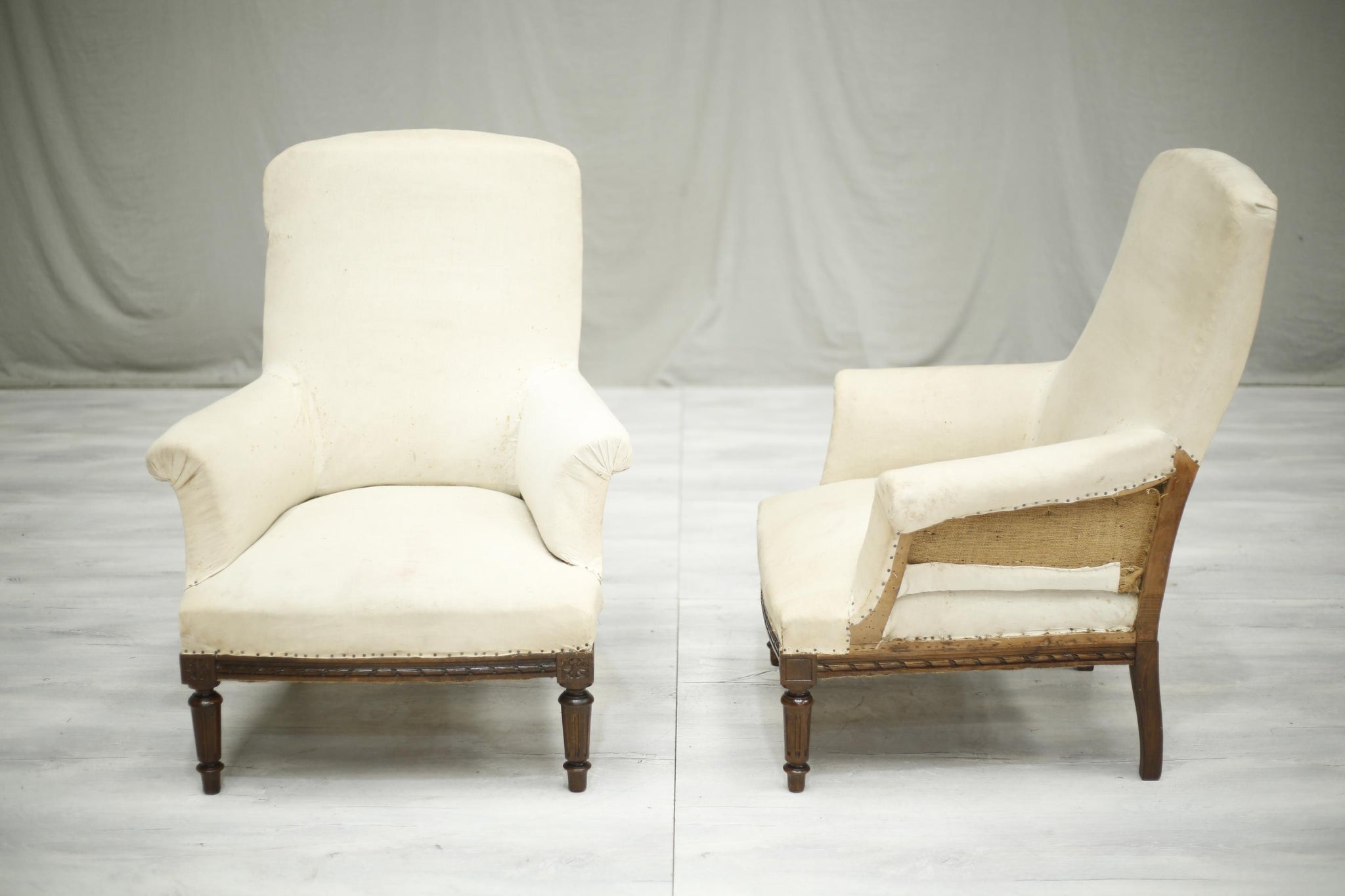 Pair of 19th century French armchairs with carved frames