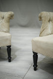 Pair of Napoleon III buttoned square back armchairs No1