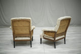 Pair of Napoleon III buttoned square back armchairs No1