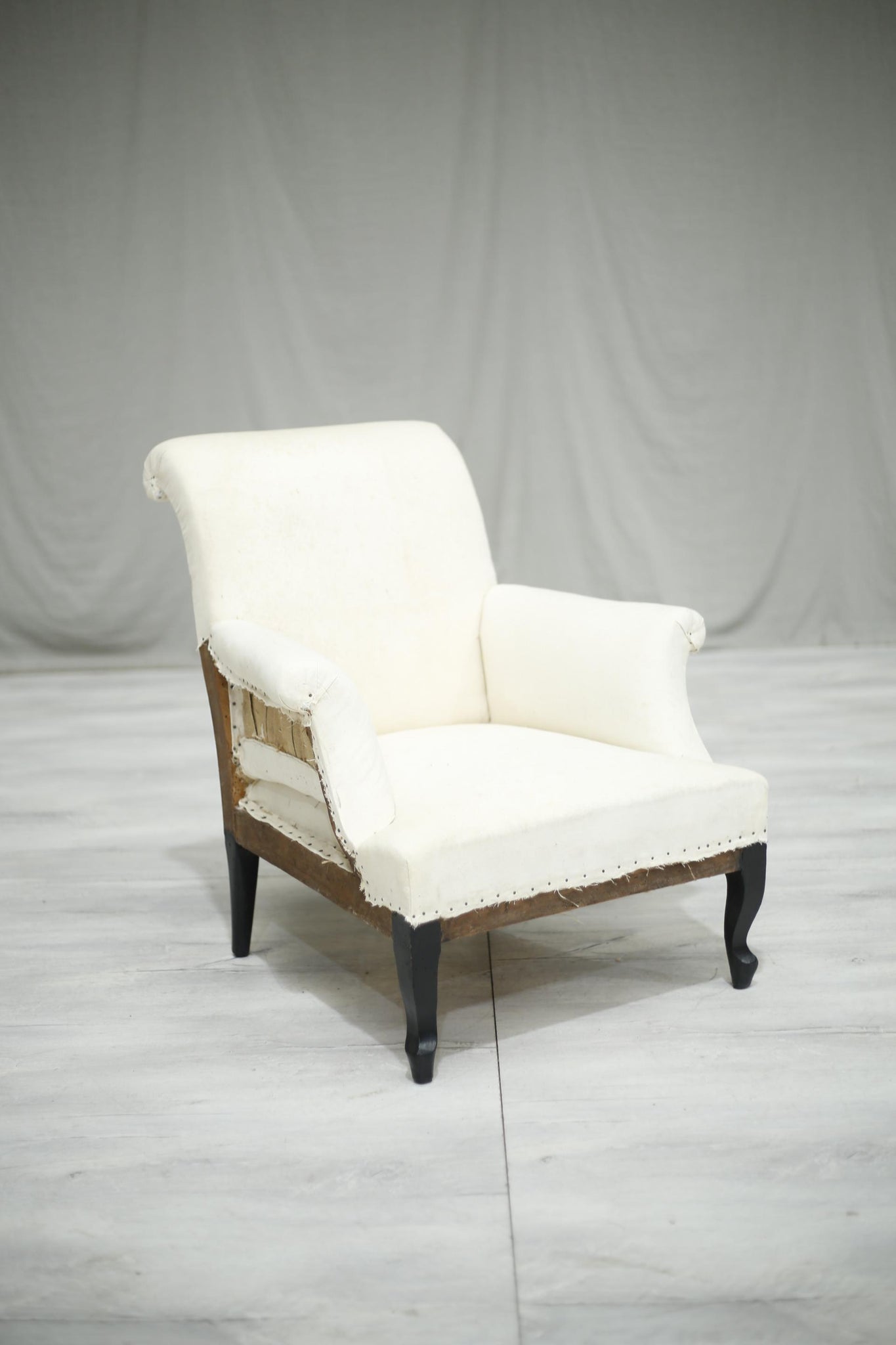 Single Napoleon III Scroll back armchair