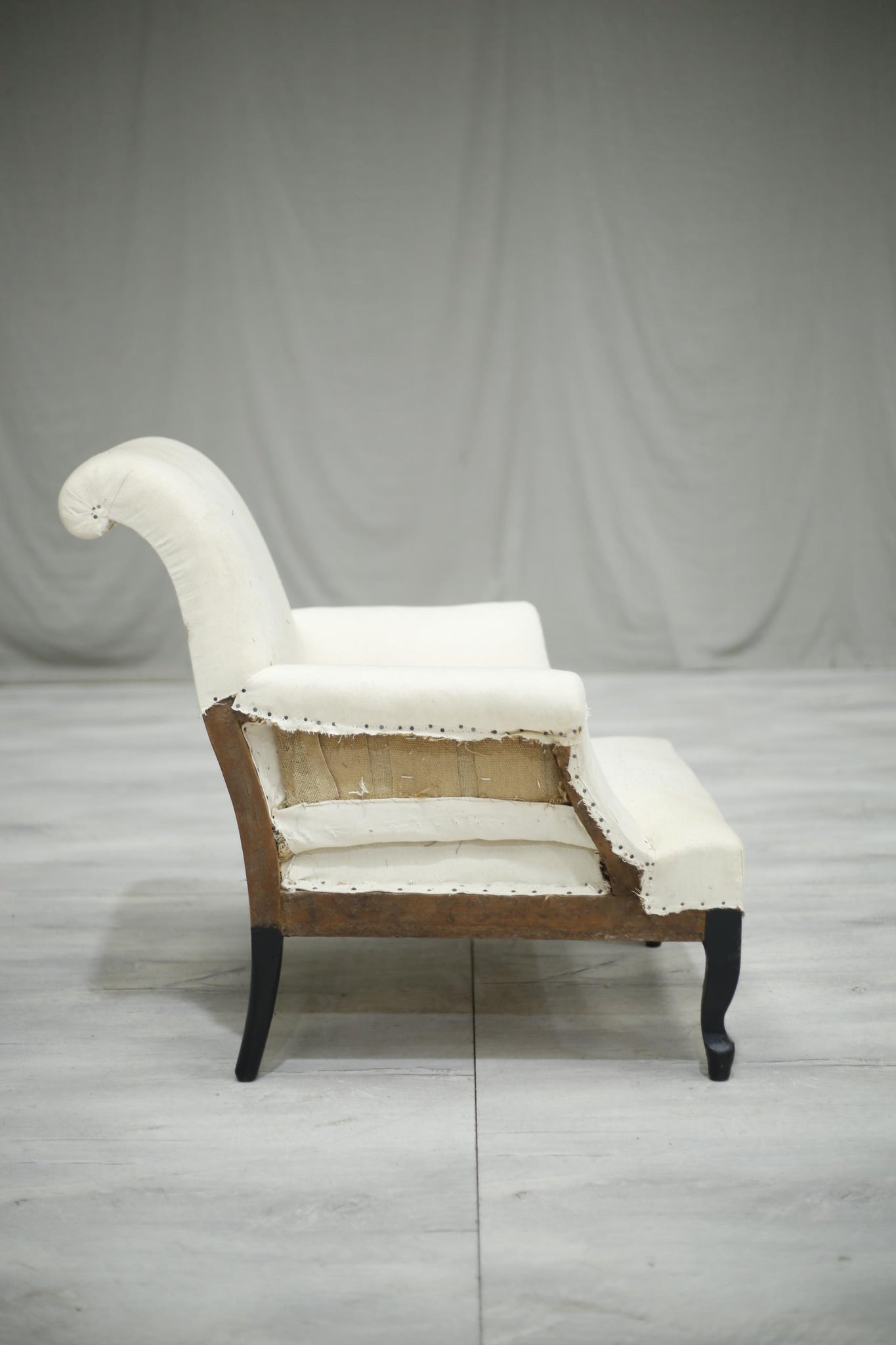 Single Napoleon III Scroll back armchair