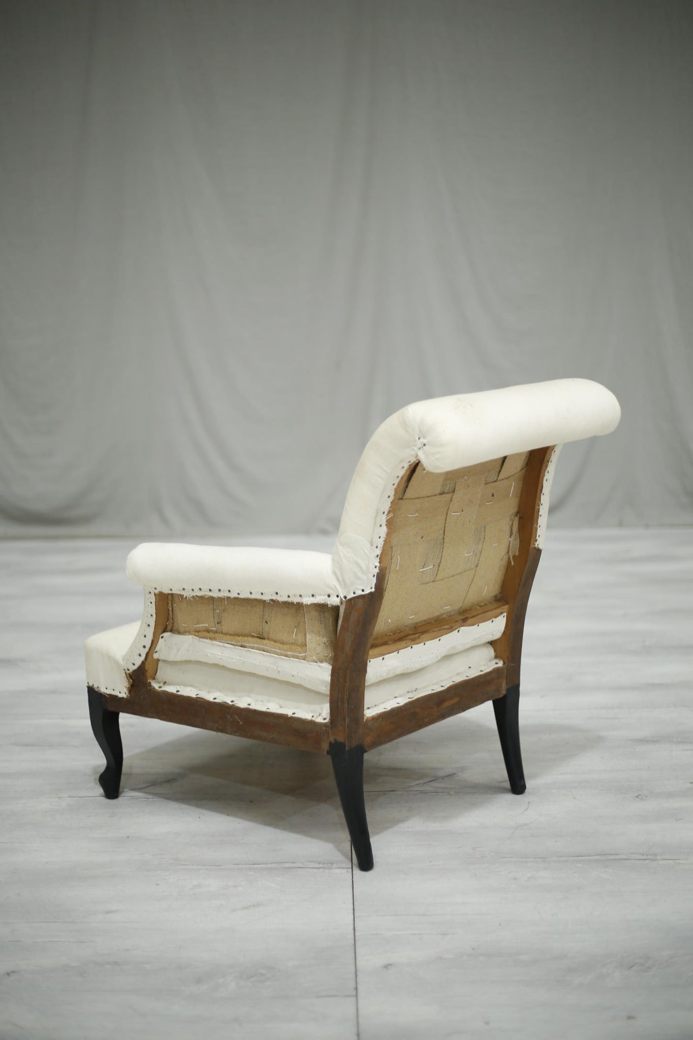 Single Napoleon III Scroll back armchair
