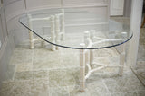 20th century glass and bleached wood dining table - TallBoy Interiors
