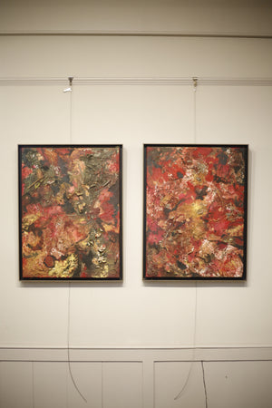 Pair of Mixed media painting titled 'Roses' By Dorlie Fuchs - TallBoy Interiors