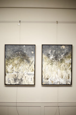 Pair of Mixed media paintings untitled by Dorlie Fuchs - TallBoy Interiors