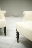 Pair of Napoleon III square backed armchairs