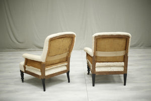 Pair of Napoleon III square backed armchairs