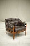 Mid century Arne Norell teak and leather armchair