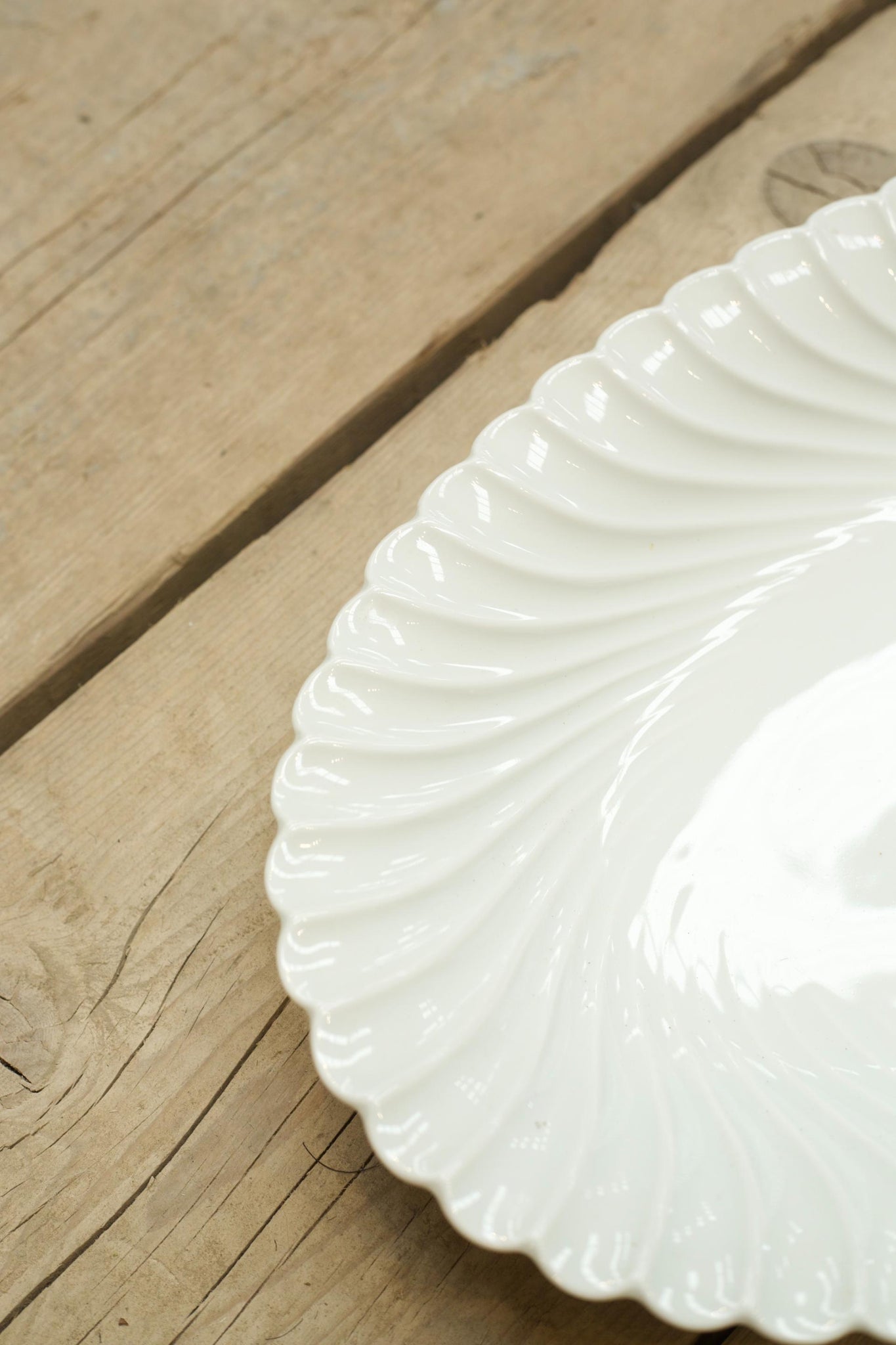 Two vintage white porcelain oval serving plates