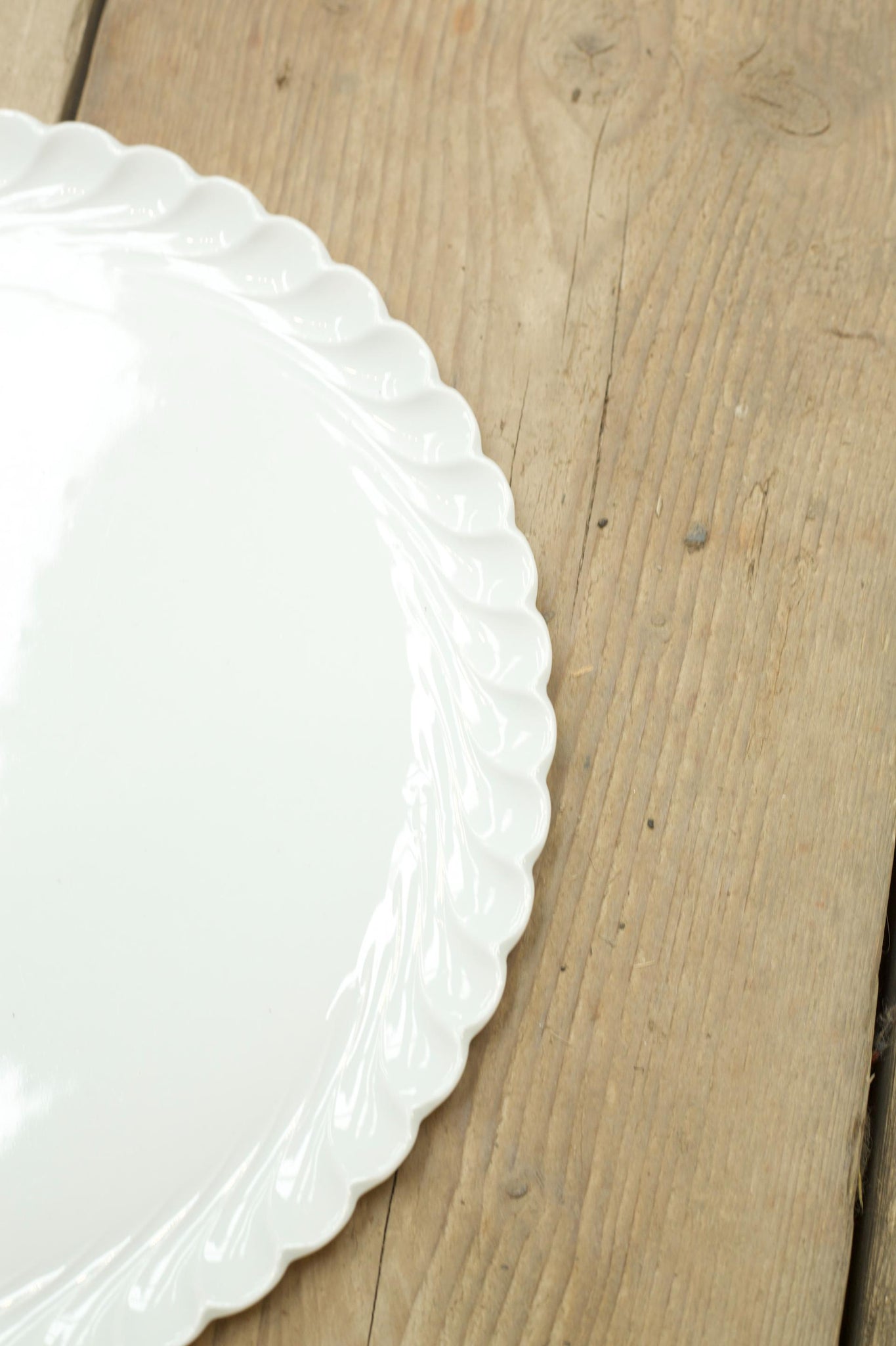 Vintage white porcelain flat serving plates