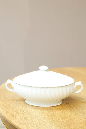 Vintage white porcelain lidded tureen dish