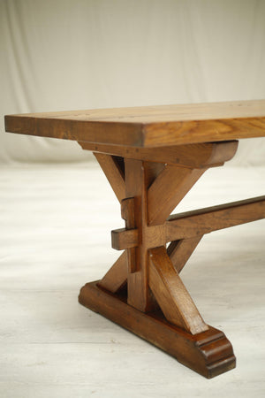 19th century Gothic X frame oak dining table