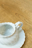 Vintage white porcelain milk jug and saucer