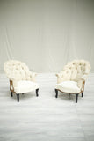 Pair of Napoleon III curved back tub chairs