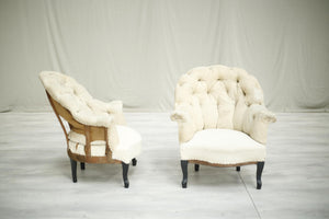 Pair of Napoleon III curved back tub chairs