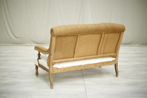 Antique 19th century French roll top open armed sofa