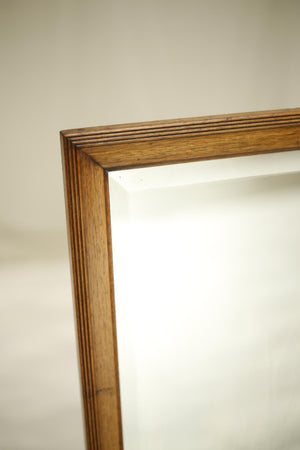 Early 20th century oak tailors mirror with reeded detail