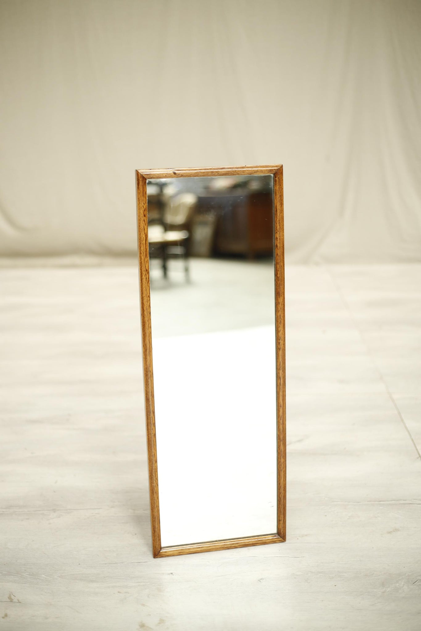 Antique 20th century oak framed wall mirror