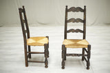 Set of 8 early 20th century Painted rush seated dining chairs