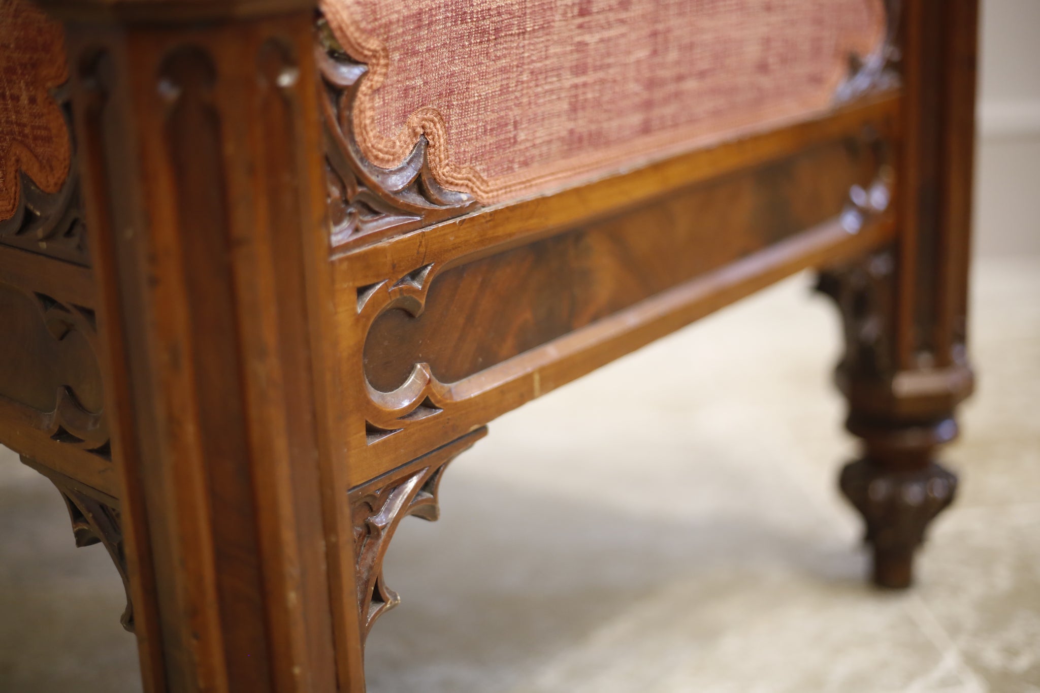 19th century Puginesque Gothic throne chair - TallBoy Interiors