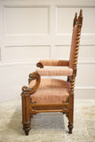 19th century Puginesque Gothic throne chair - TallBoy Interiors