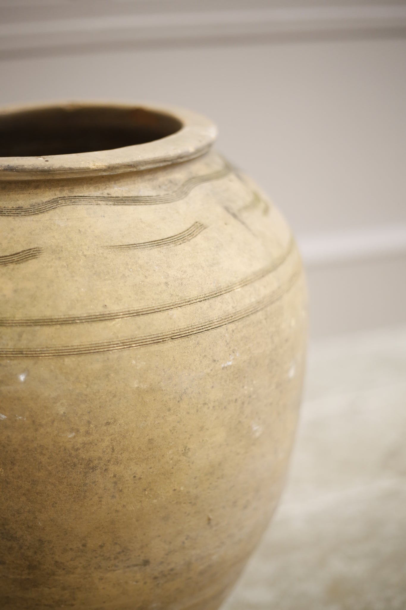 Early 20th century Turkish olive pot- Pale lined - TallBoy Interiors