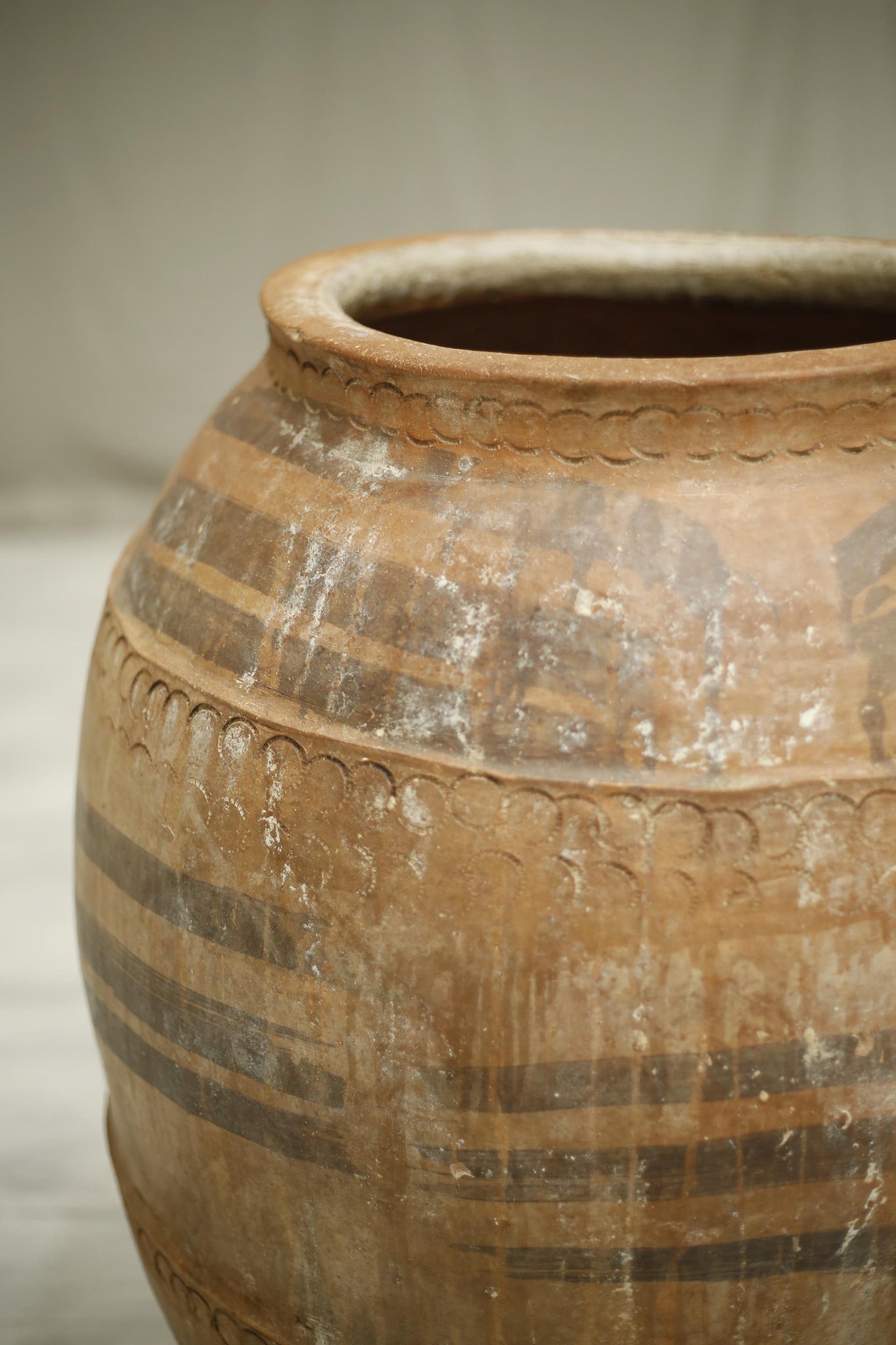 Large Early 20th century Spanish olive pot- Striped