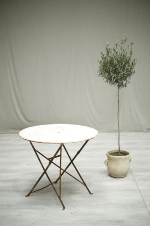 Antique Early 20th century French folding garden table- Circular white