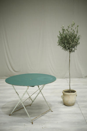 Antique Early 20th century French folding garden table- Circular Green