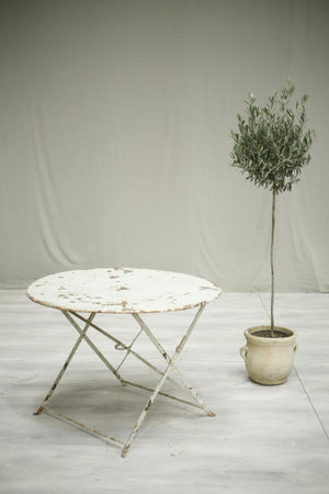 Antique Early 20th century French folding garden table- Circular Grey