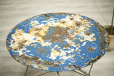 Antique Early 20th century French folding Garden table- Circular blue