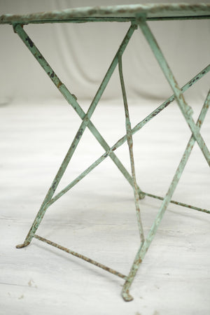 Antique 20th century French folding garden table- Mint Green