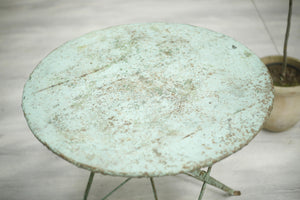 Antique 20th century French folding garden table- Mint Green