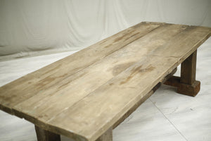 Antique Early 20th century Large weathered pine garden table