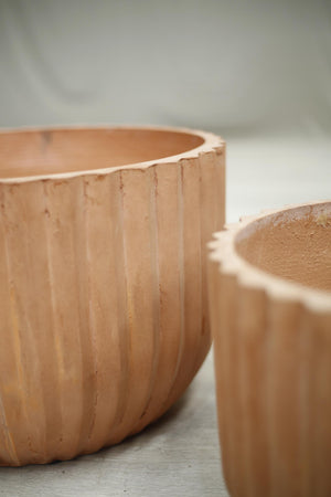 A Pair of modern low garden planters- Blush